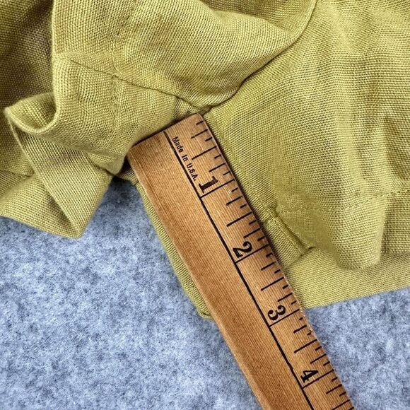 American Eagle Linen Blend Shorts Women S Mustard Yellow Belted Pleated Boho NEW - Picture 8 of 12